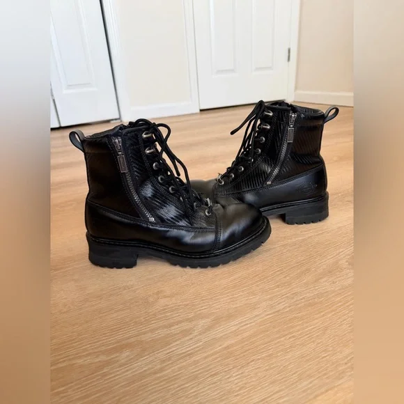 Milwaukee Accelerator Men’s Motorcycle Boots Sz 10 Black Leather Dual Zipper - Picture 6 of 8